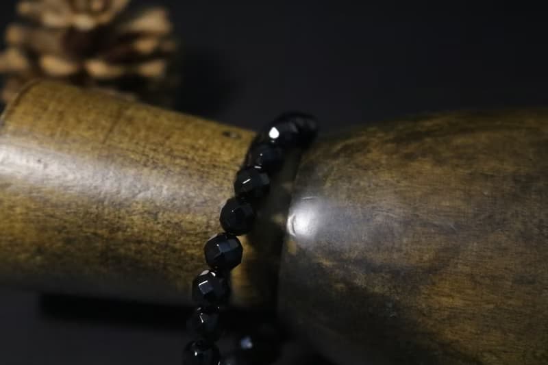 天然黑瑪瑙刻面手鏈切面黑色瑪瑙手串