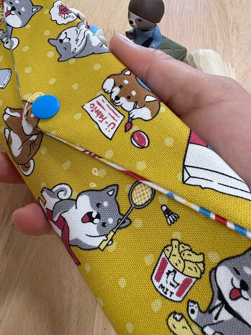 文青風環保純棉筷袋 柴犬愛逛街  大地黃 優質 日本 潮物 收納 手
