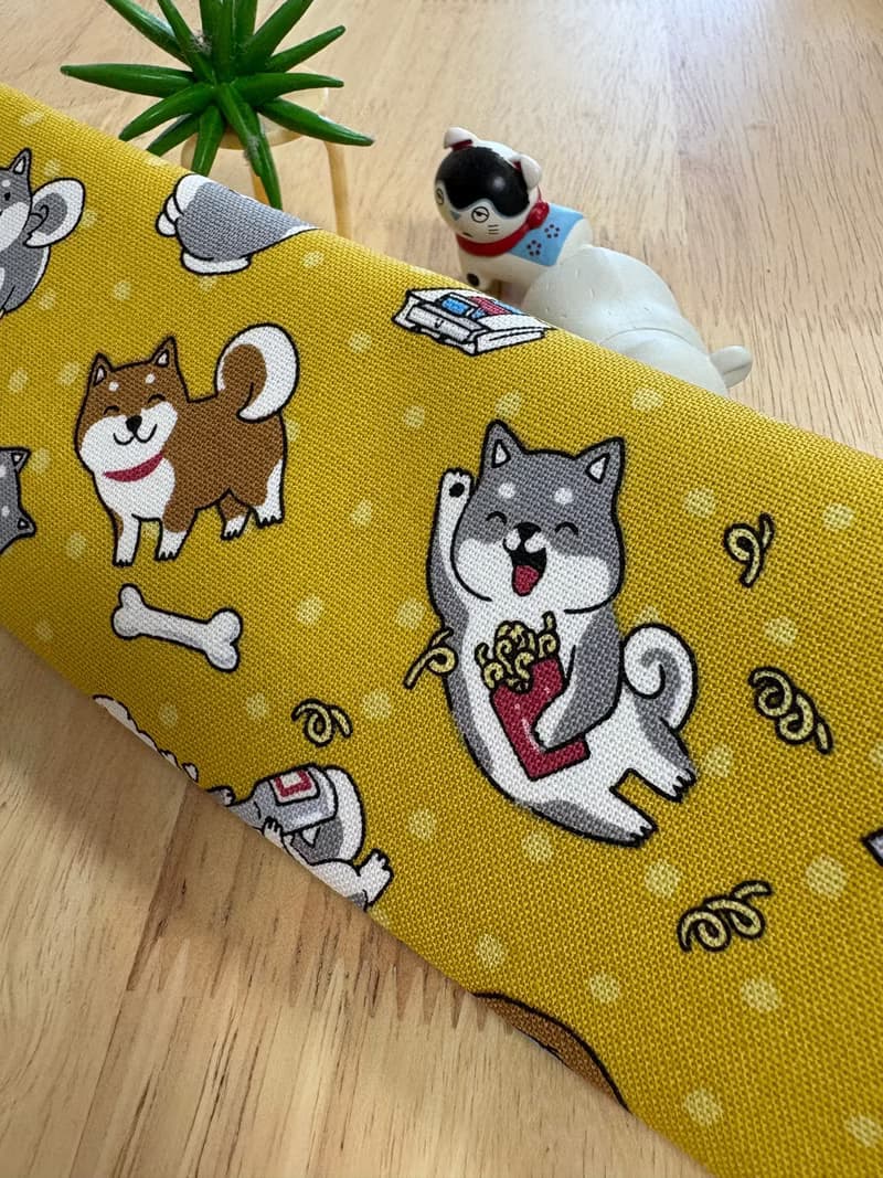 文青風環保純棉筷袋 柴犬愛逛街  大地黃 優質 日本 潮物 收納 手
