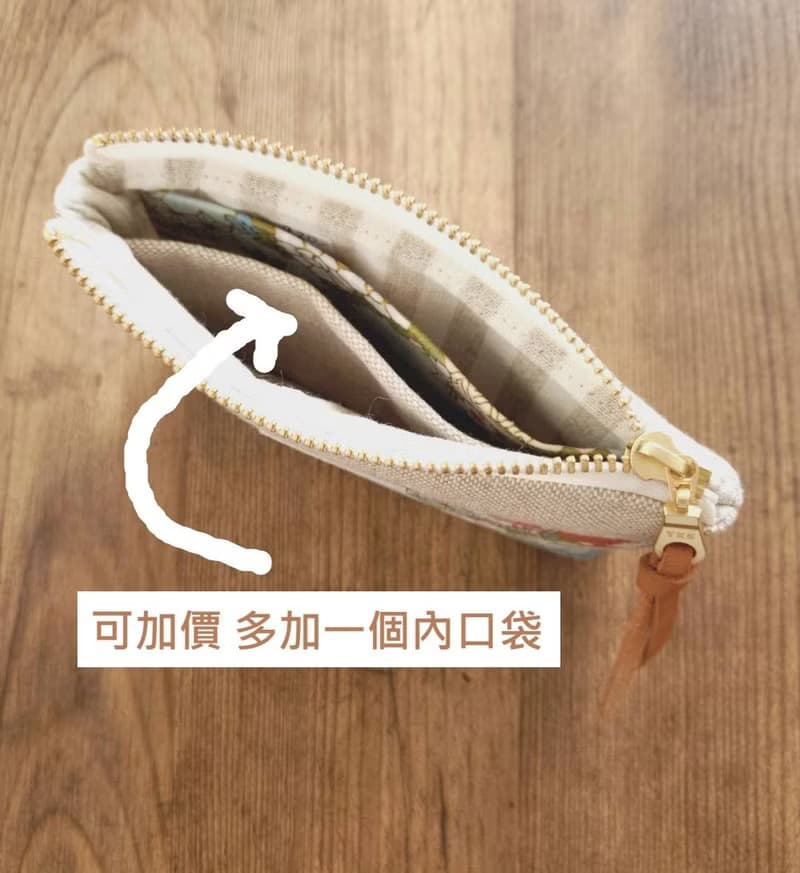 【FWL/三層小錢包】小黃花桂花 日本先染條紋 刺子布 法國亮蔥布