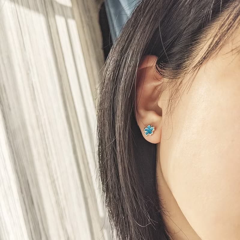 【春天來了】落櫻系 -花晴- 琺瑯925純銀 櫻花耳針 單支耳釘