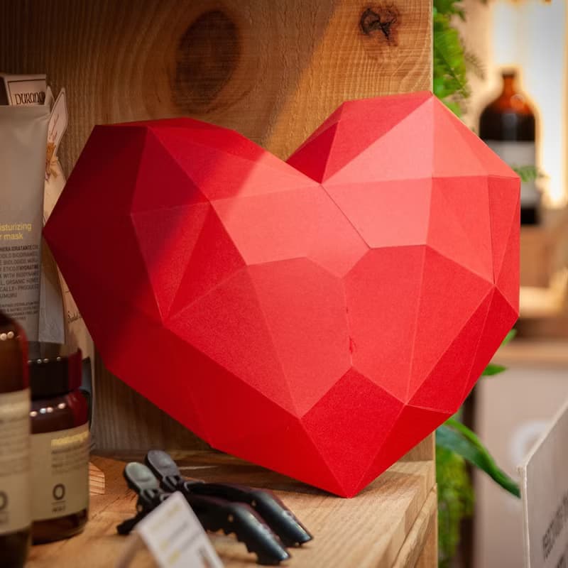DIY手作3D紙模型 禮物 掛飾 情人節系列 - 大/小愛心組合