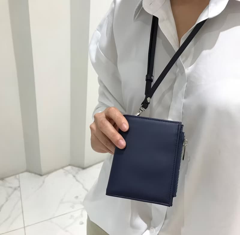 短夾包 真皮皮夾 Leather wallet with strap Blue