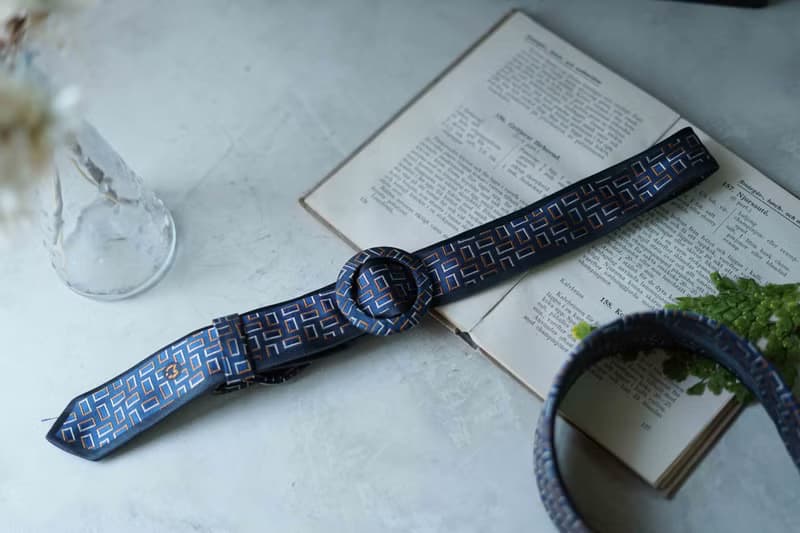 古董領帶改製腰帶-mila schon100%silk-星象-深藍腰帶髮箍組