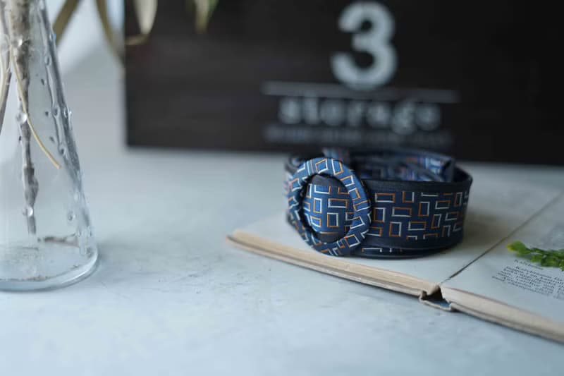 古董領帶改製腰帶-mila schon100%silk-星象-深藍腰帶髮箍組