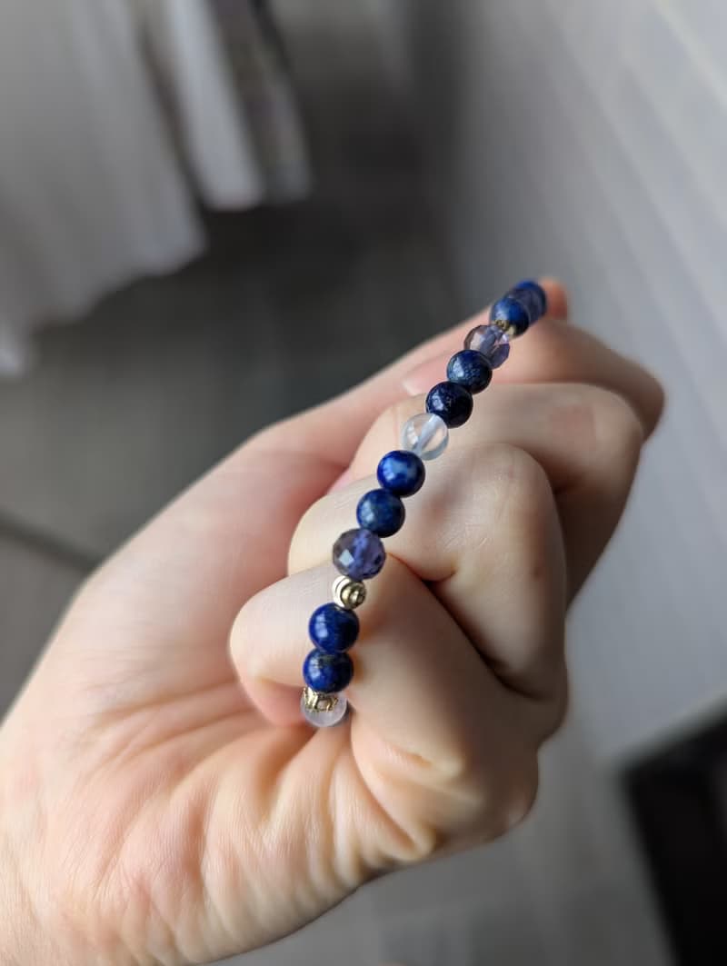 青金石X堇青石X月光石 水晶設計手鍊