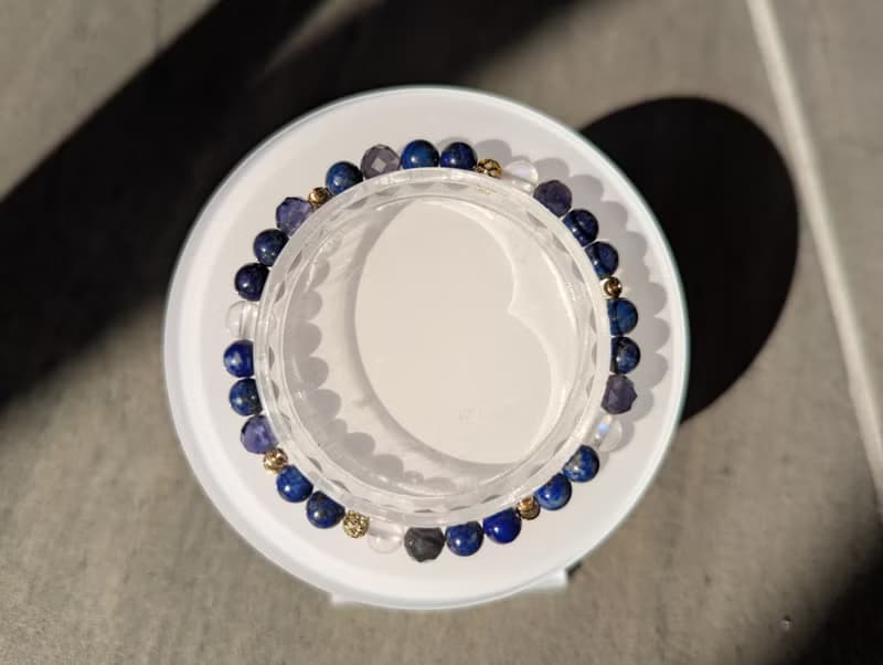 青金石X堇青石X月光石 水晶設計手鍊