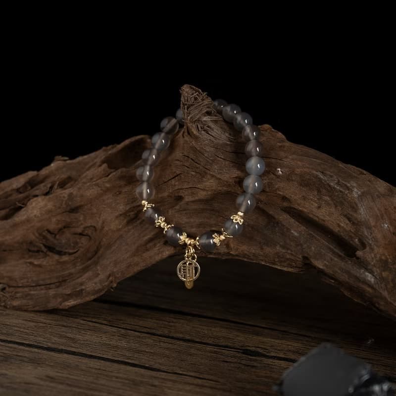 【珠璣】富貴有餘-灰瑪瑙中文字手鍊