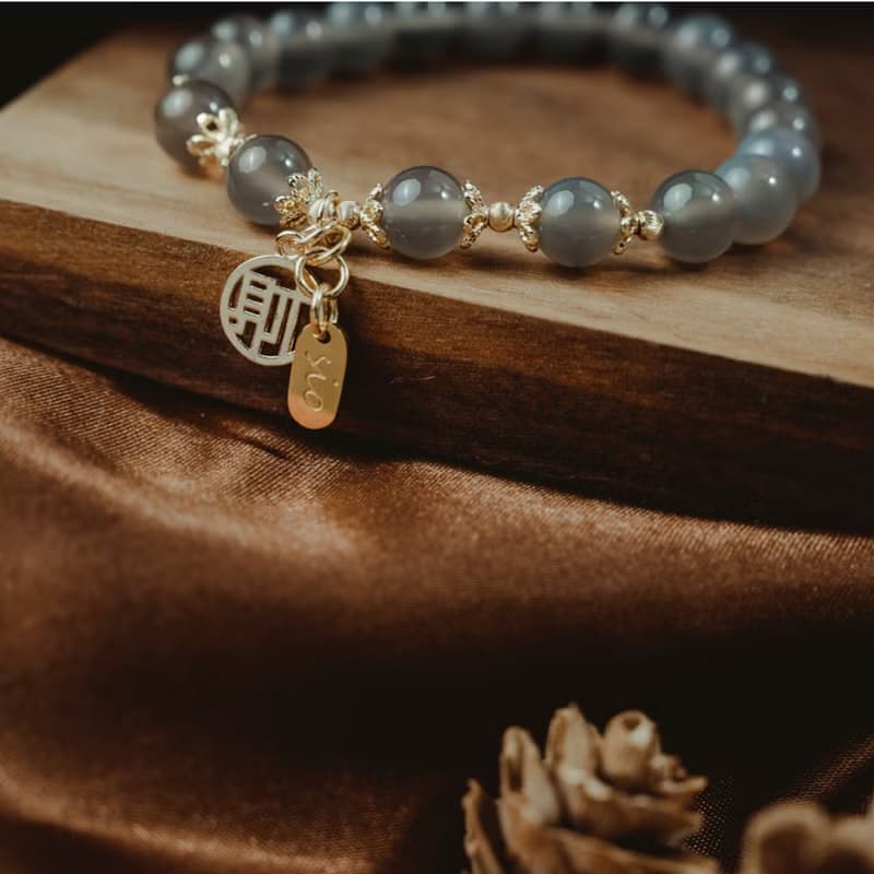 【珠璣】富貴有餘-灰瑪瑙中文字手鍊