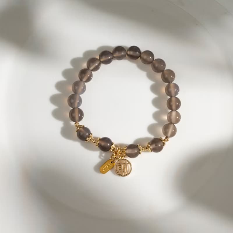 【珠璣】富貴有餘-灰瑪瑙中文字手鍊