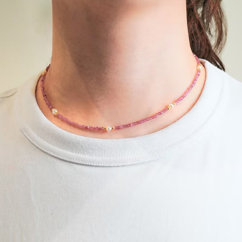 【正佳珠寶】天然淡水珍珠 極細粉碧璽 珍珠項鍊 珍珠手鍊