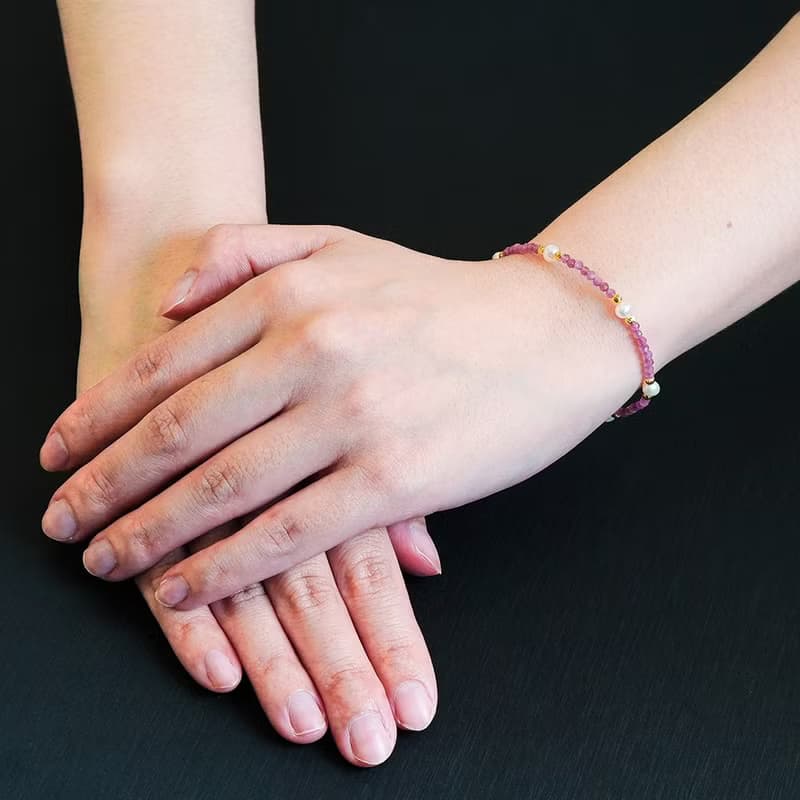 【正佳珠寶】天然淡水珍珠 極細粉碧璽 珍珠項鍊 珍珠手鍊