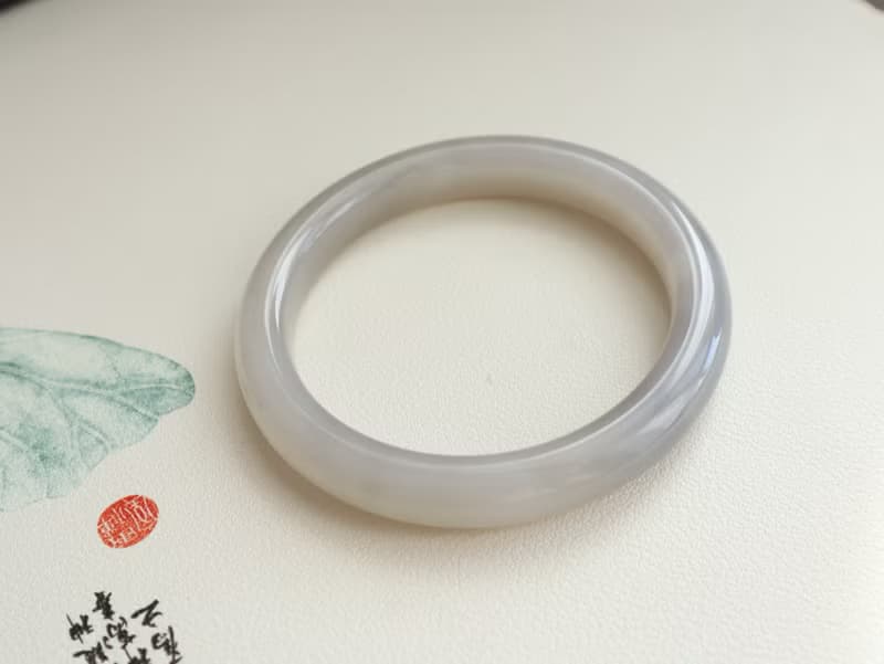 天然煙紫藕粉和田玉手鐲 冰底料脂份極好清新粉糯玉質溫潤58圈口