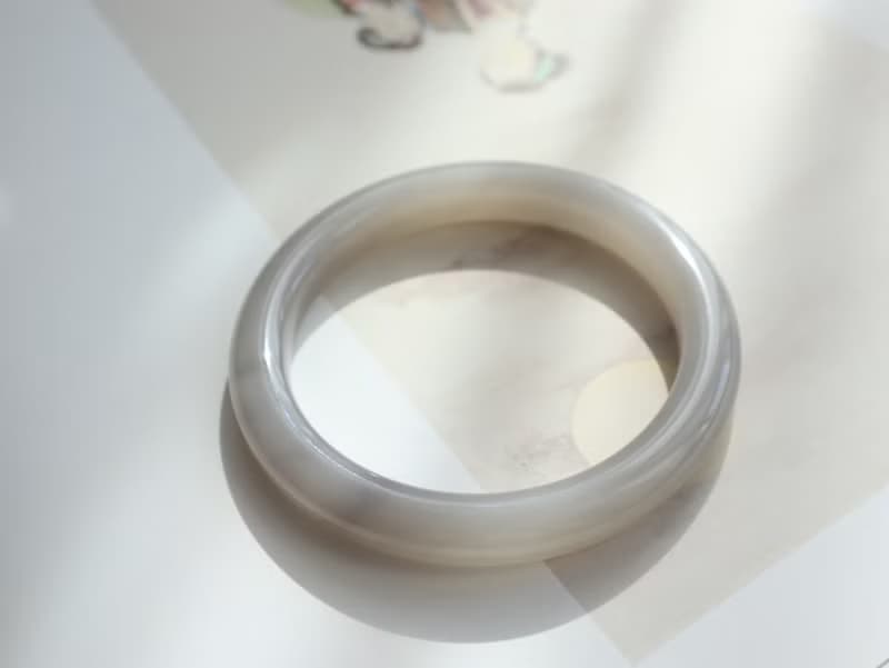 天然煙紫藕粉和田玉手鐲 冰底料脂份極好清新粉糯玉質溫潤58圈口