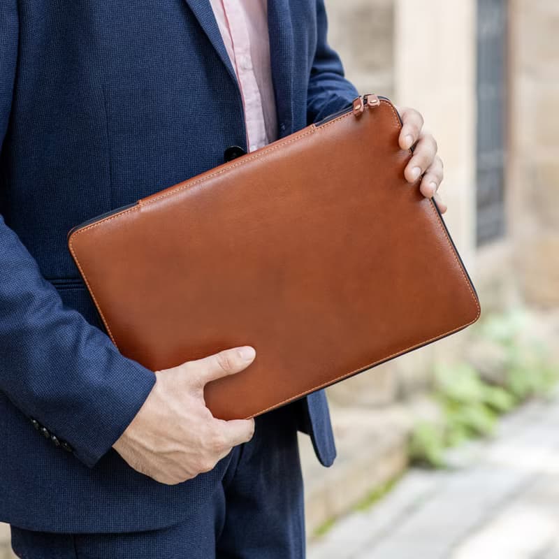 MacBook Pro Zip Case Leather, Personalized MacBook Air Zip Case Leather