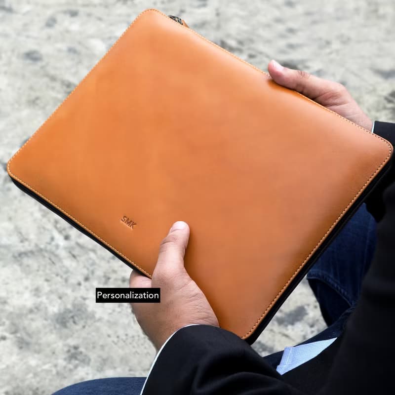 MacBook Pro Zip Case Leather, Personalized MacBook Air Zip Case Leather