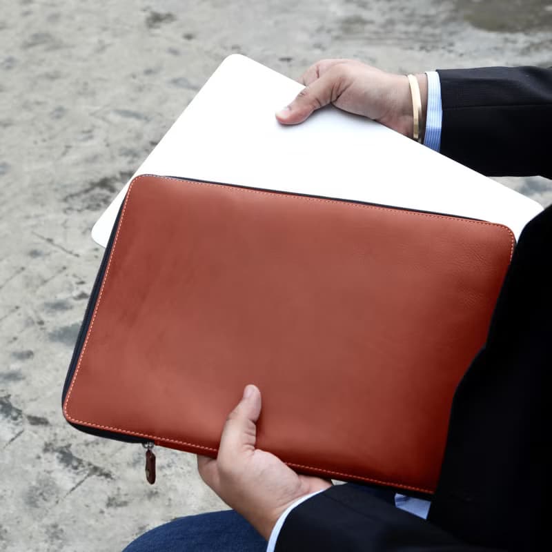 MacBook Pro Zip Case Leather, Personalized MacBook Air Zip Case Leather