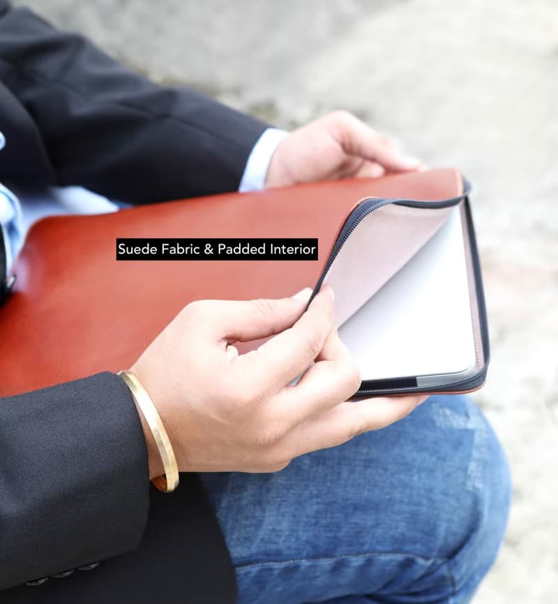 MacBook Pro Zip Case Leather, Personalized MacBook Air Zip Case Leather
