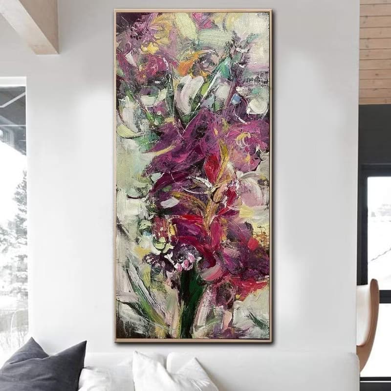Abstract Canvas Flowers Bouquet Painting Colorful Oil Painting Wall Art Abstract