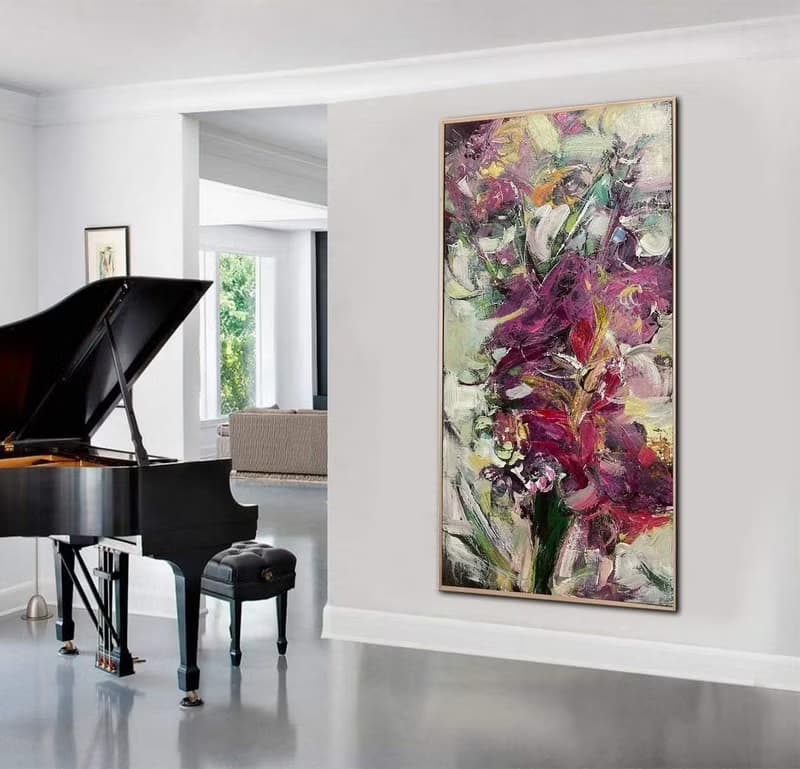 Abstract Canvas Flowers Bouquet Painting Colorful Oil Painting Wall Art Abstract