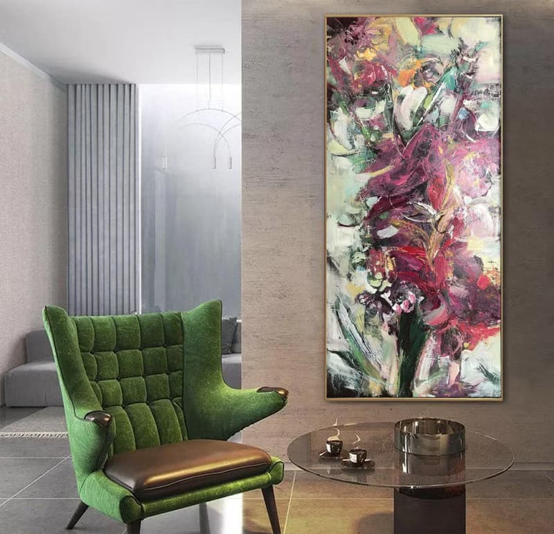 Abstract Canvas Flowers Bouquet Painting Colorful Oil Painting Wall Art Abstract