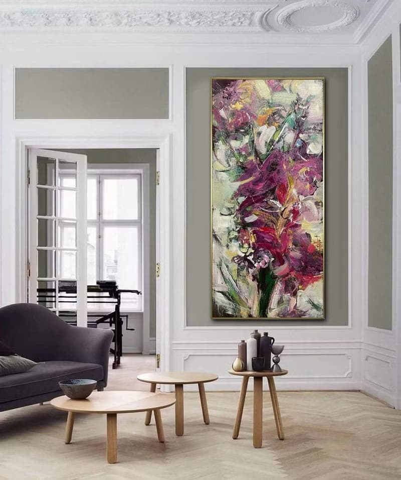 Abstract Canvas Flowers Bouquet Painting Colorful Oil Painting Wall Art Abstract
