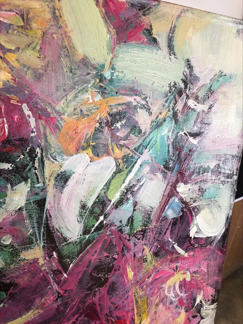 Abstract Canvas Flowers Bouquet Painting Colorful Oil Painting Wall Art Abstract
