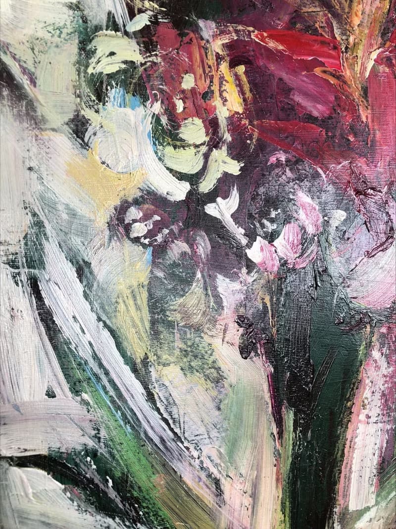 Abstract Canvas Flowers Bouquet Painting Colorful Oil Painting Wall Art Abstract