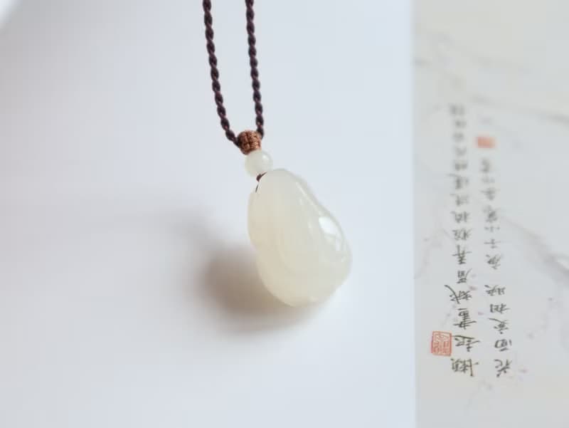 天然藕粉和田玉生肖兔項鏈吊墜冰底藕粉色玉質細膩生日禮物送女友