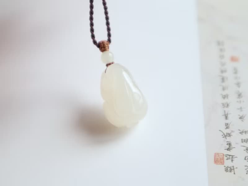 天然藕粉和田玉生肖兔項鏈吊墜冰底藕粉色玉質細膩生日禮物送女友