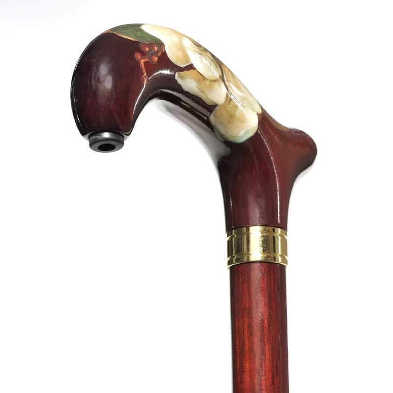 デコパージュステッキ・アンティークローズ -Antique Rose-　天然木製一本杖