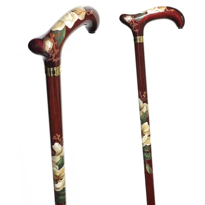 デコパージュステッキ・アンティークローズ -Antique Rose-　天然木製一本杖