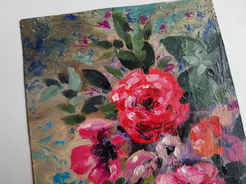 Original artwork - Bright flower bouquet - hand painted oil painting