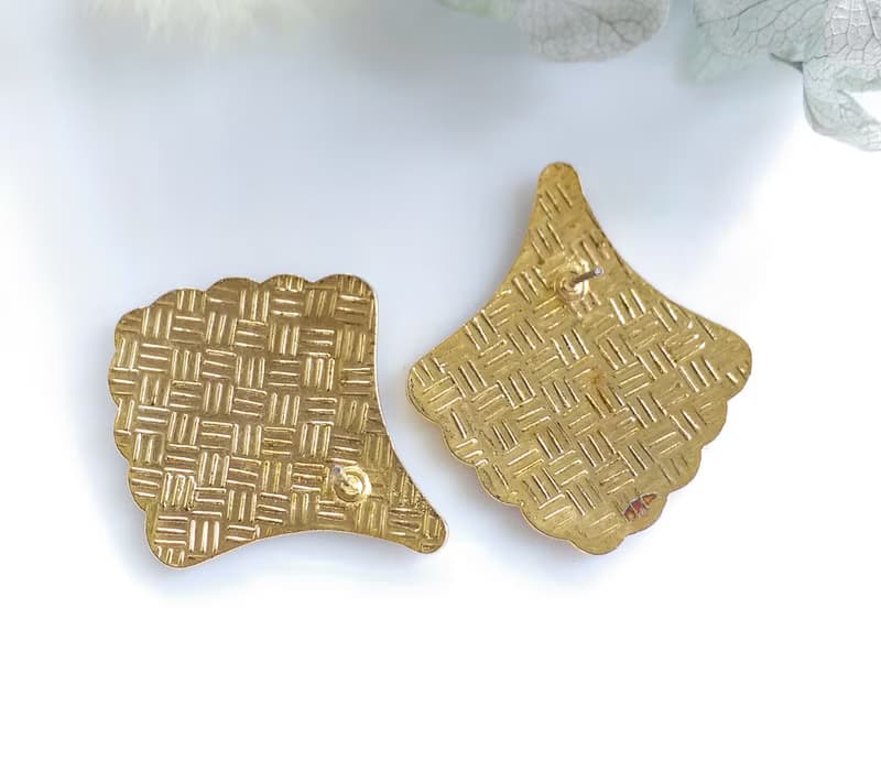 Vintage Jewelry 西洋古董飾品 景泰藍 紫紅 放射裙襬 針式耳環