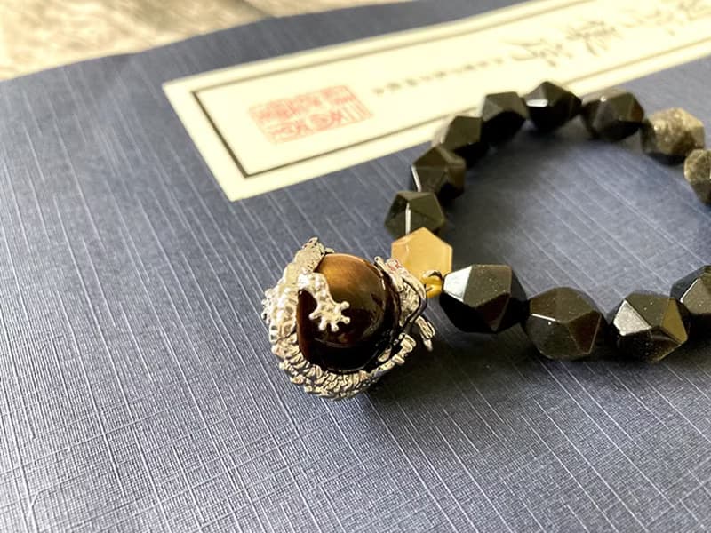 【龍抱珠。手鏈】金曜石、金虎眼、黃虎眼|14K注金|男女皆可配戴