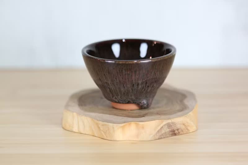 【送禮好物】45ml 天目釉淚 中式小茶杯 鶯歌名家葉敏祥作品