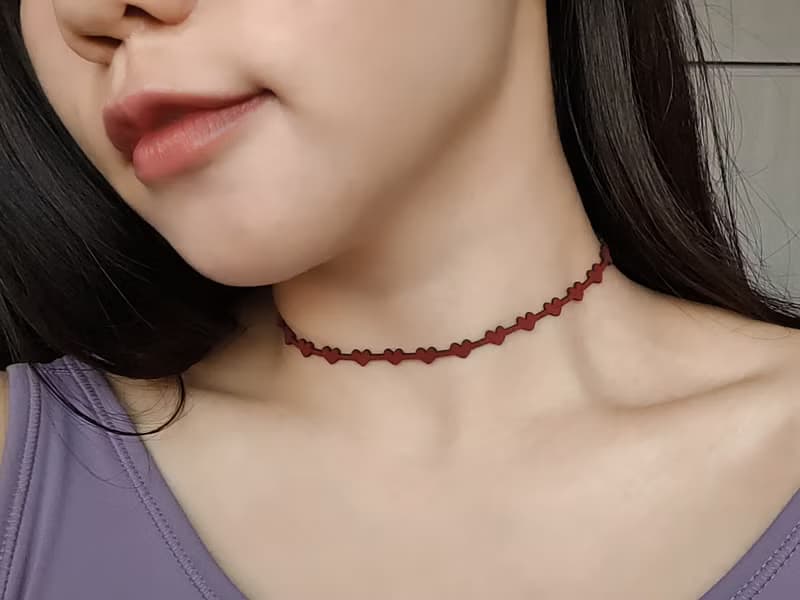 酒紅/寶藍 麂皮絨小愛心choker 短項鍊 極簡美式風
