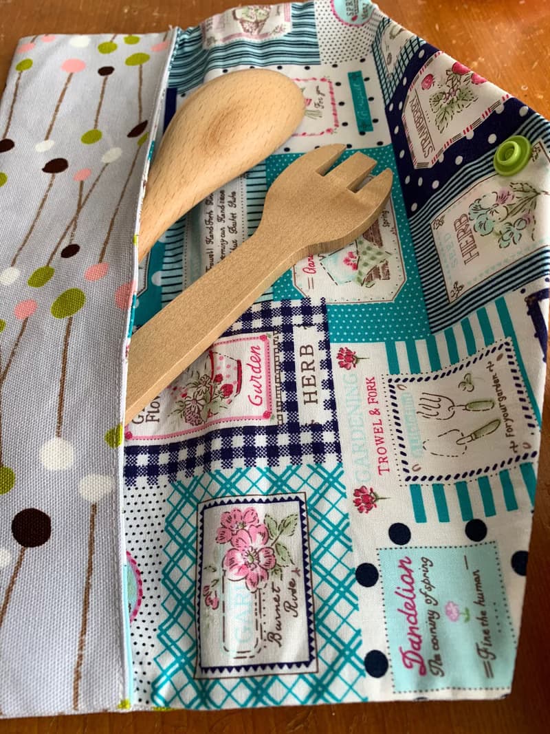 文青風環保筷袋  彩色點點 灰 手作餐具袋.交換禮物.嚴選最