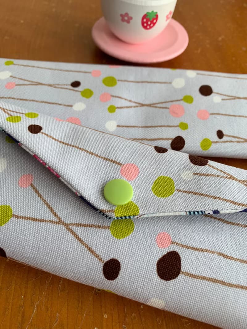 文青風環保筷袋  彩色點點 灰 手作餐具袋.交換禮物.嚴選最