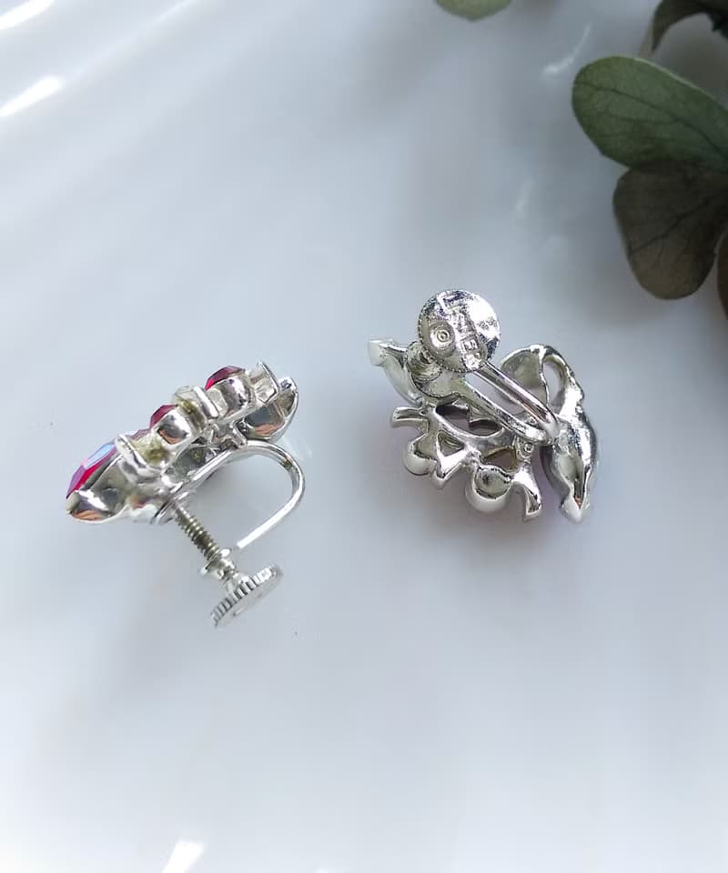 Vintage Jewelry 西洋古董飾品  LISNER 霓虹 枝葉 栓式耳環