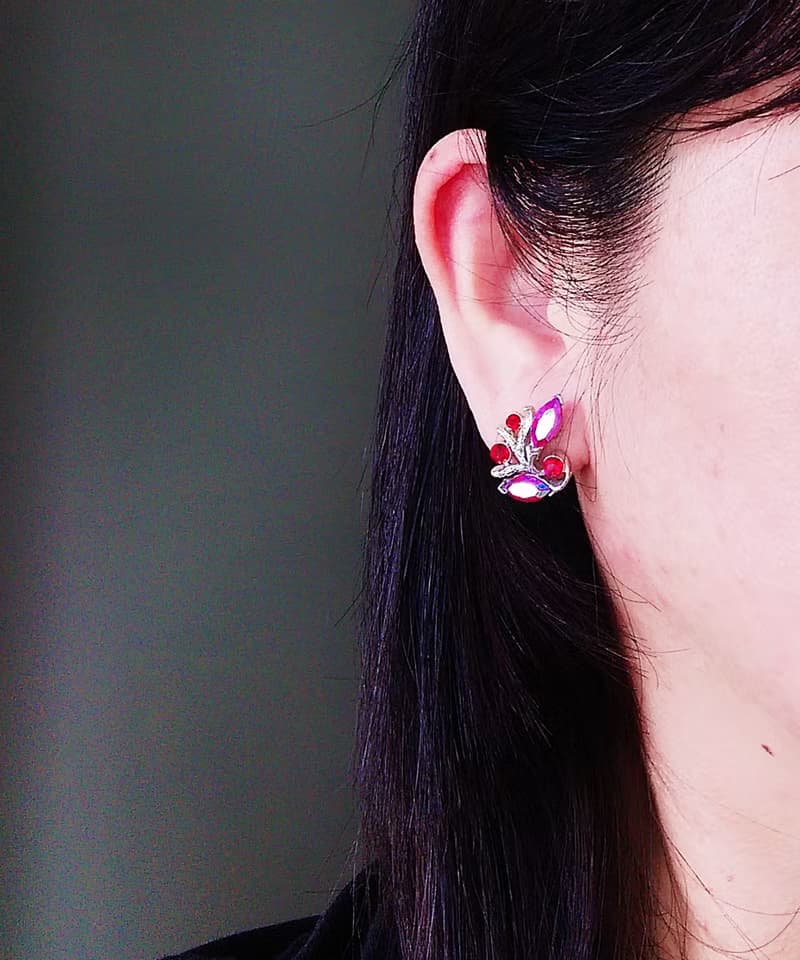 Vintage Jewelry 西洋古董飾品  LISNER 霓虹 枝葉 栓式耳環
