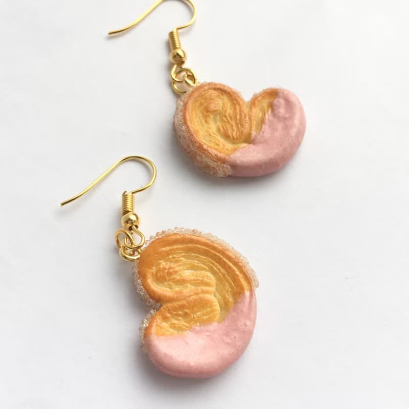 偏心版 草莓巧克力蝴蝶酥 單支 耳環 源氏パイ palmier