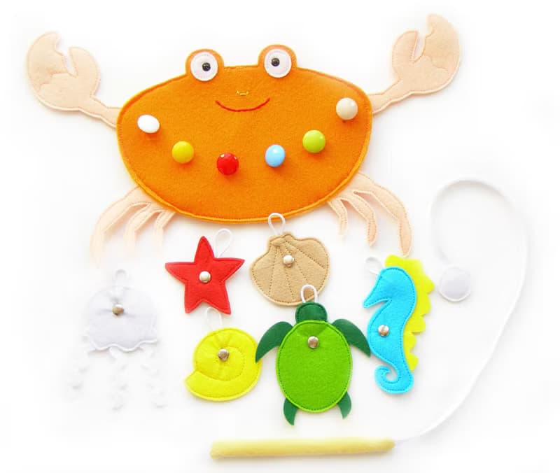 Fishing set from felt, gift for toddler