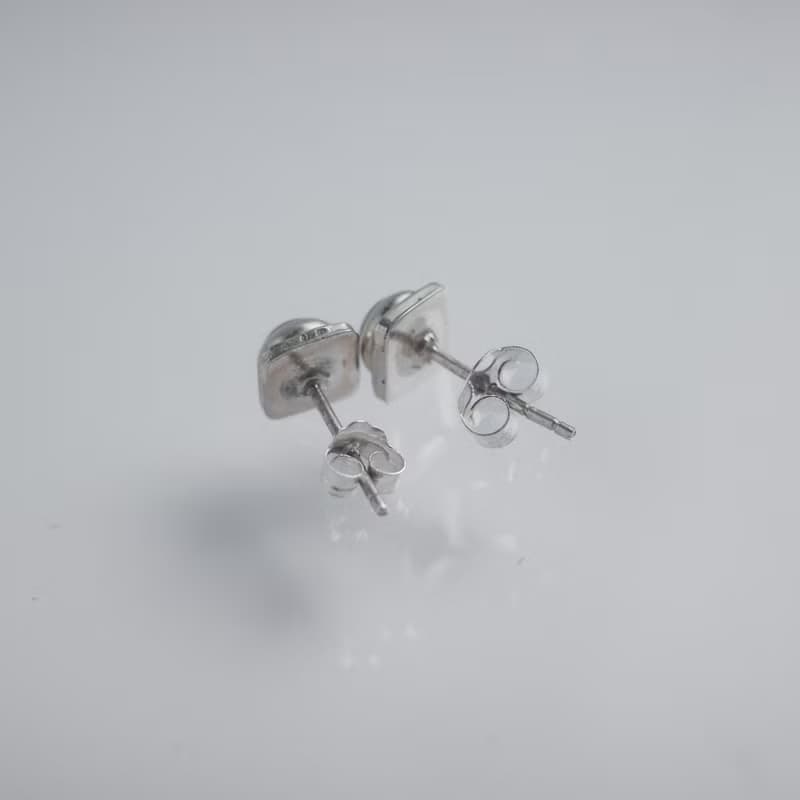 925純銀 天然弧面粉水晶方形耳環 粉紅晶 薔薇晶石 耳扣 愛情之石