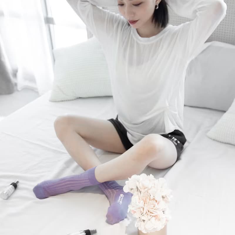 乾燥感・機能美學羅紋襪∣紫羅蘭x紫丁香∣22-26cm∣襪子・設計襪