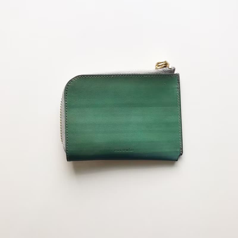 植鞣革萬用零錢包_卡層_湖水綠漸層墨藍