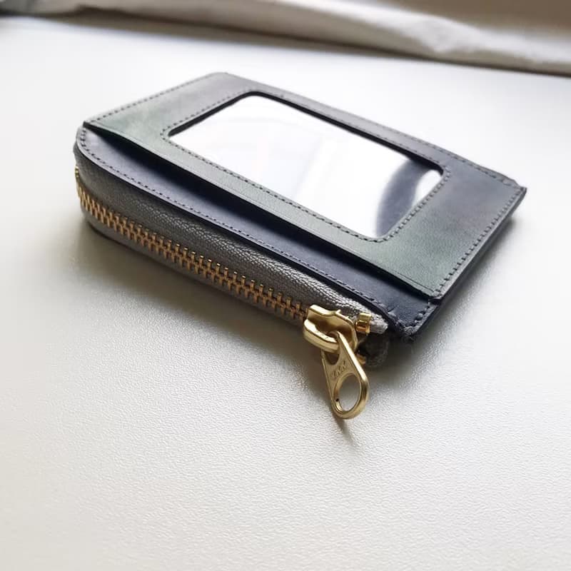 植鞣革萬用零錢包_卡層_湖水綠漸層墨藍