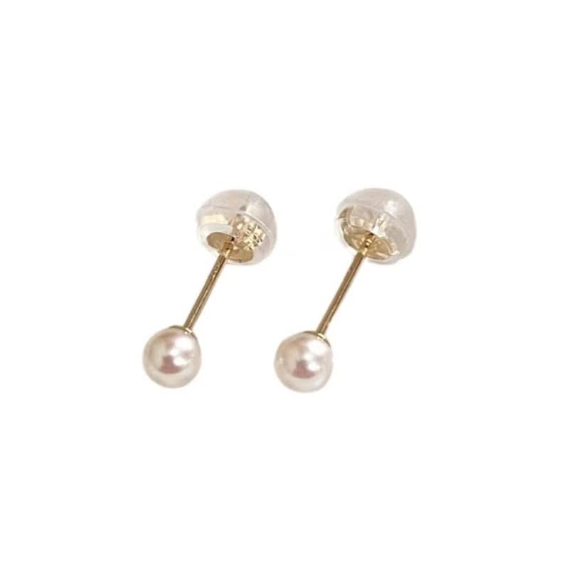 Akoya珍珠耳钉 3.5-4mm 铂金 K18YG K10YG K10PG 日本制造