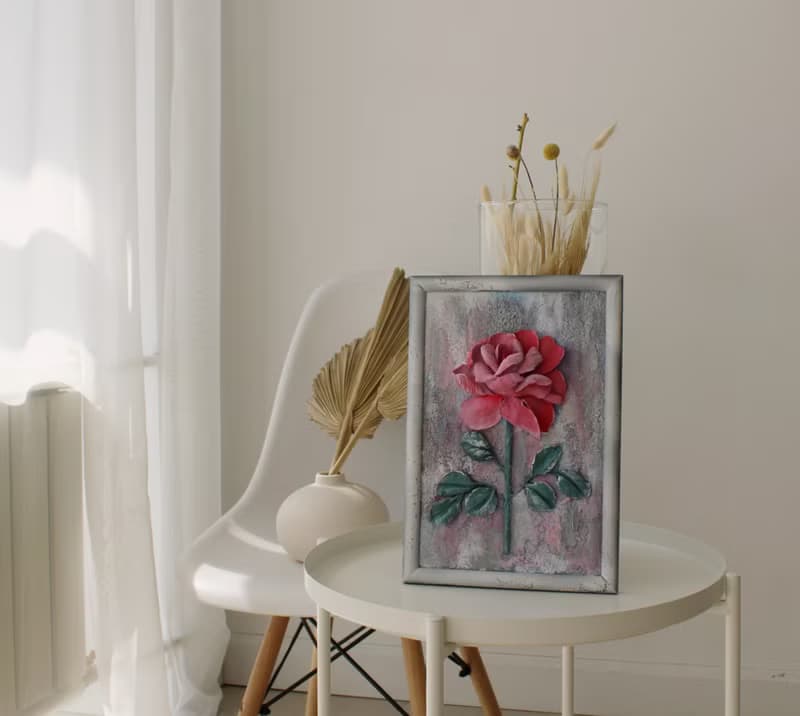 玫瑰 花卉畫 原牆裝飾 極簡主義