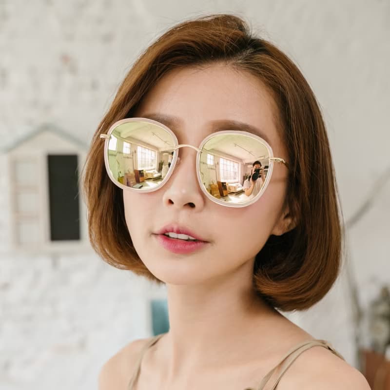 微暈少女的假期│韓流微暈粉色水銀偏光UV400墨鏡